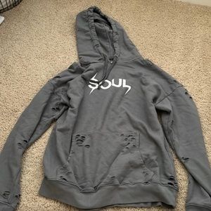 SoulCycle Grey Distressed Hoodie Size Large